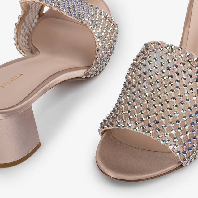 Le Silla Sandalo mule gioiello rete nude skin con Cristalli Rilascio limitato
