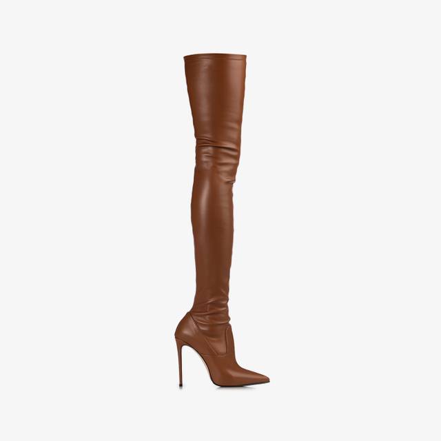 Le Silla Stivale sopra il ginocchio pelle vegan stretch marrone brick Ultimi due giorni