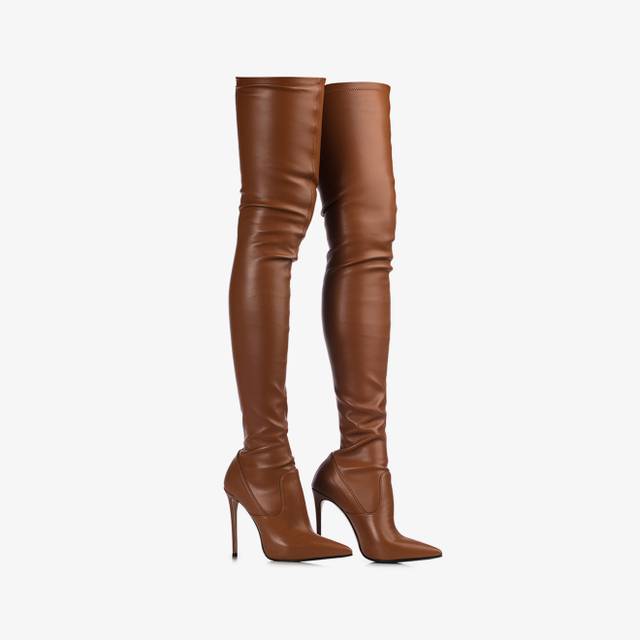 Le Silla Stivale sopra il ginocchio pelle vegan stretch marrone brick Ultimi due giorni