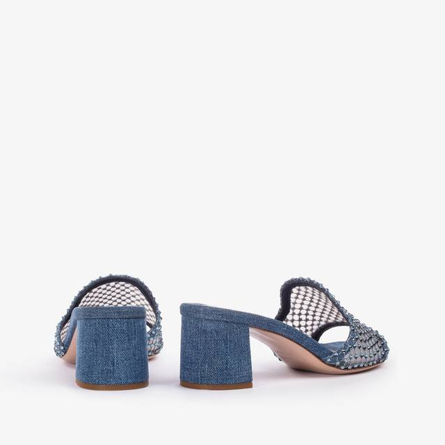 Le Silla Sandalo mule gioiello rete blu denim con Cristalli Fino al 55% di sconto