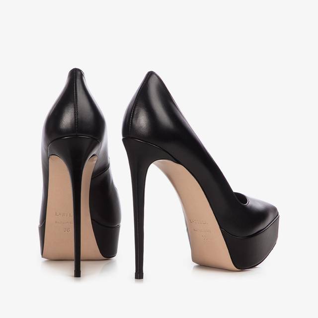 Le Silla Décolleté con plateau pelle nera Super sconto