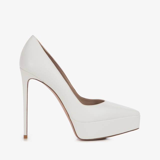 Le Silla Décolleté con plateau pelle bianca carta Italy