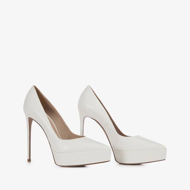 Le Silla Décolleté con plateau pelle bianca carta Italy