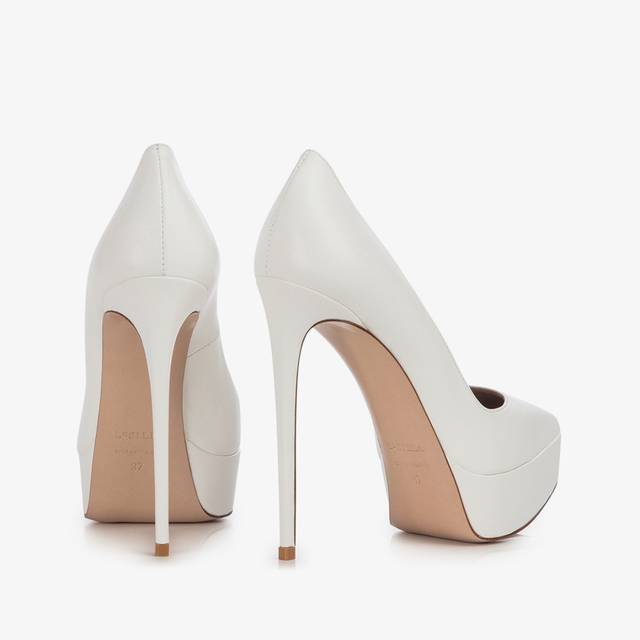 Le Silla Décolleté con plateau pelle bianca carta Italy