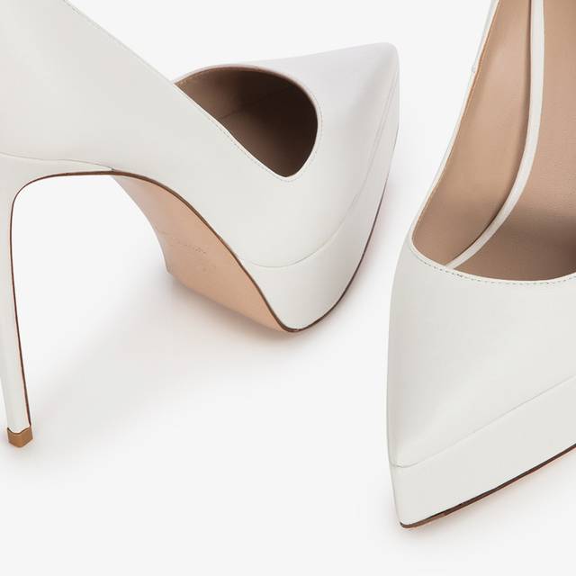 Le Silla Décolleté con plateau pelle bianca carta Italy