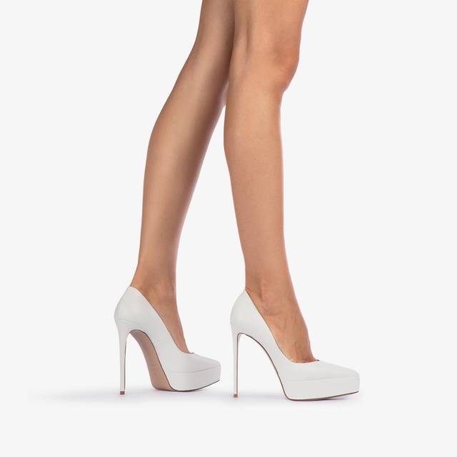 Le Silla Décolleté con plateau pelle bianca carta Italy