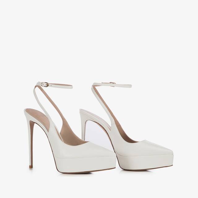 Le Silla Slingback con plateau pelle bianca carta Italia