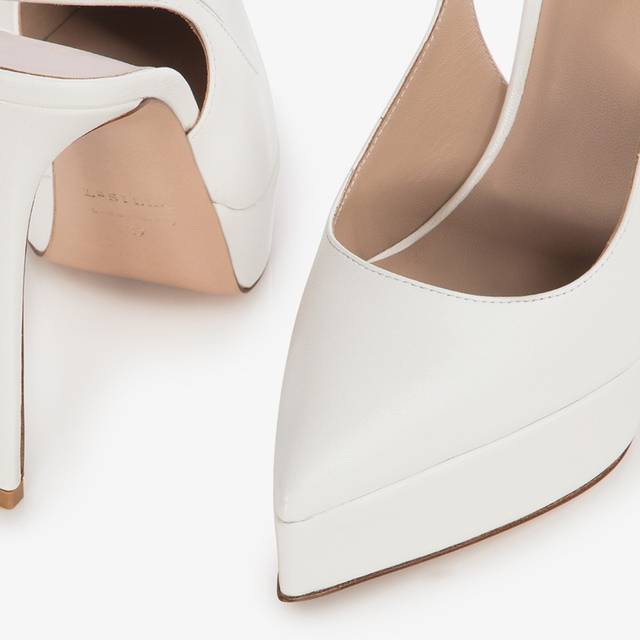 Le Silla Slingback con plateau pelle bianca carta Italia
