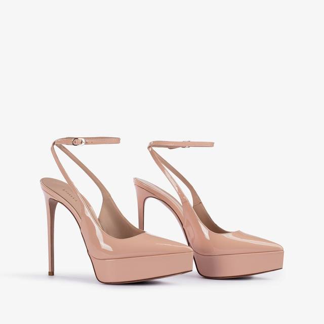 Le Silla Slingback con plateau vernice nude skin In Linea