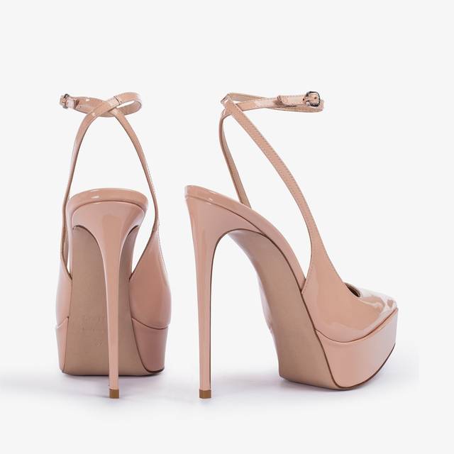 Le Silla Slingback con plateau vernice nude skin In Linea