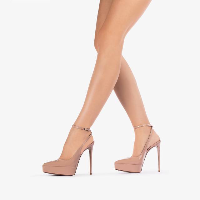 Le Silla Slingback con plateau vernice nude skin In Linea