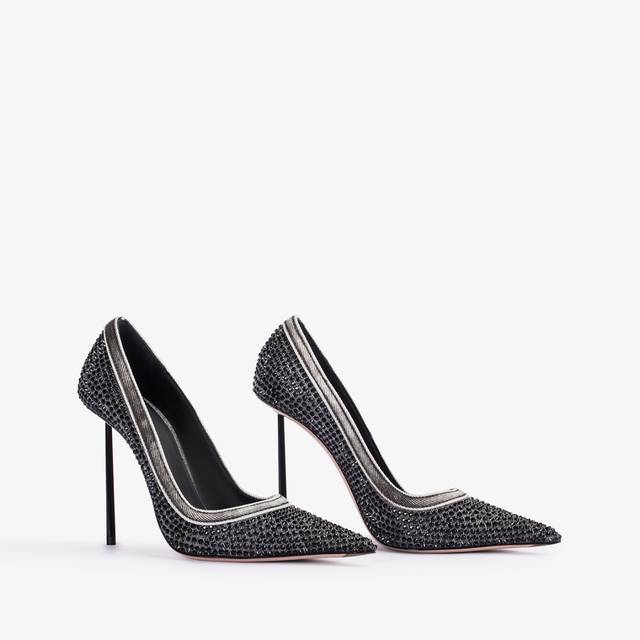 Le Silla Décolleté gioiello denim nera e Cristalli Promozione Limitata