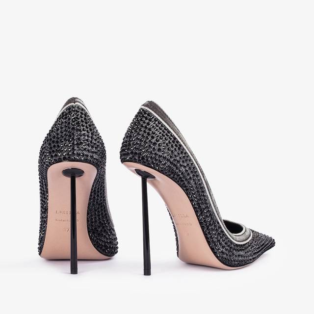 Le Silla Décolleté gioiello denim nera e Cristalli Promozione Limitata