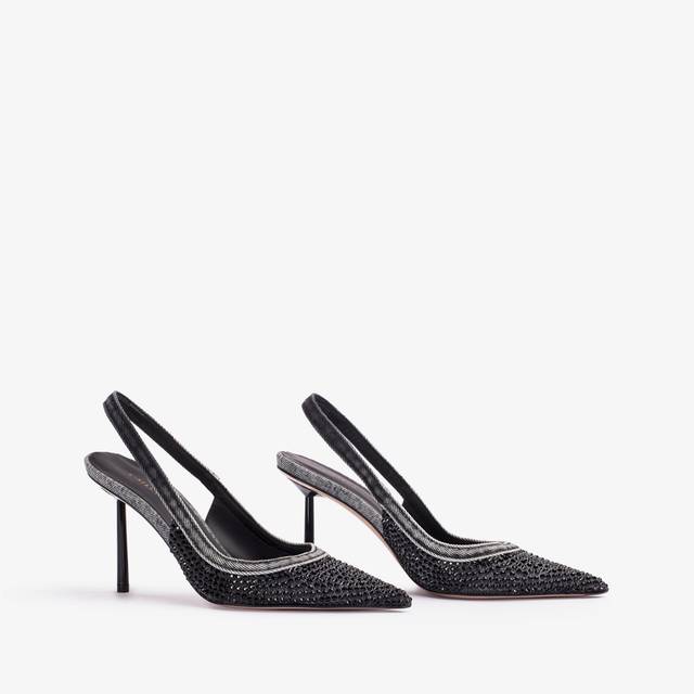 Le Silla Slingback gioiello denim nera e Cristalli Fino Al -60%