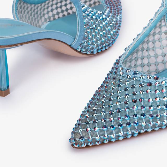 Le Silla Slingback gioiello rete azzurro cielo e Cristalli Shopping Online