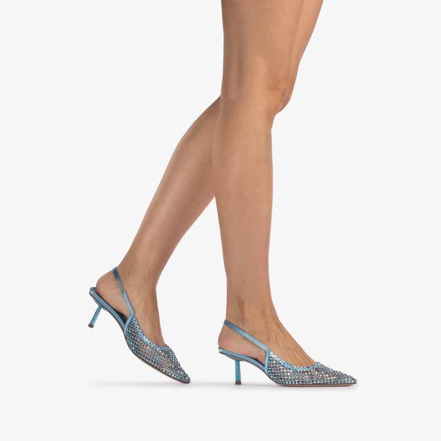 Le Silla Slingback gioiello rete azzurro cielo e Cristalli Shopping Online