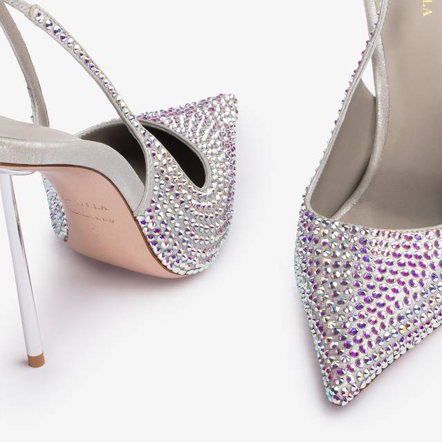 Le Silla Slingback cristalli argento eclissi Vendita Economica