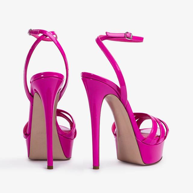 Le Silla Sandalo con plateau vernice fucsia bouganville Nuova