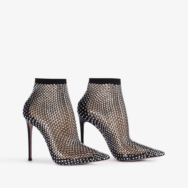 Le Silla Stivaletto calza nera e Cristalli argento Offerta Anniversario