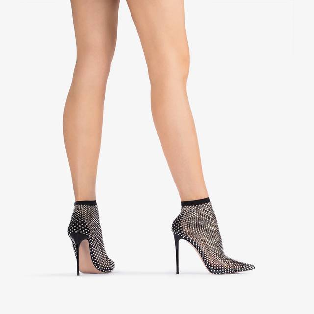 Le Silla Stivaletto calza nera e Cristalli argento Offerta Anniversario