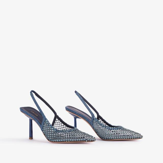 Le Silla Slingback gioiello rete denim blu Offerte speciali