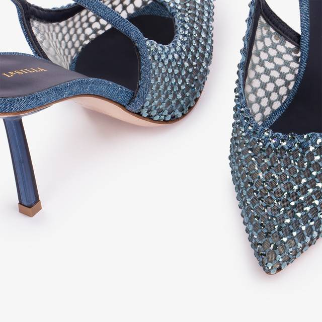 Le Silla Slingback gioiello rete denim blu Offerte speciali