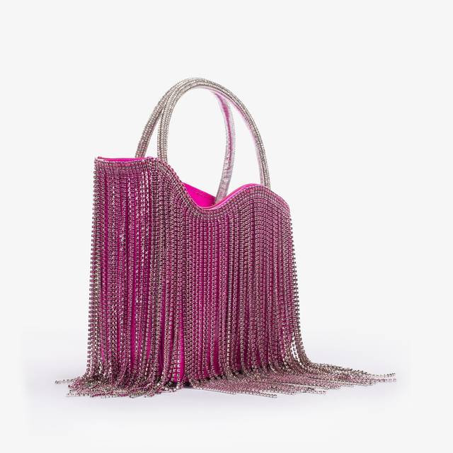 Le Silla Mini bag vernice fucsia bouganville con frange fucsia Ritorno libero
