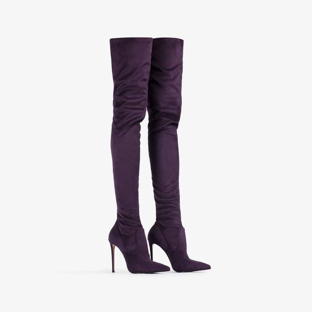 Le Silla Stivale sopra al ginocchio camoscio vegan stretch viola kamala Only for today