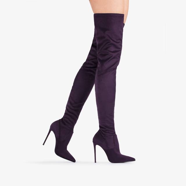 Le Silla Stivale sopra al ginocchio camoscio vegan stretch viola kamala Only for today