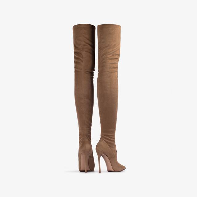 Le Silla Stivale sopra al ginocchio camoscio vegan stretch marrone ginger Offerta speciale della fabbrica