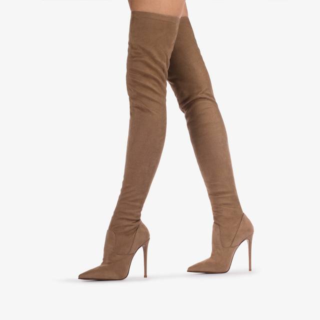 Le Silla Stivale sopra al ginocchio camoscio vegan stretch marrone ginger Offerta speciale della fabbrica