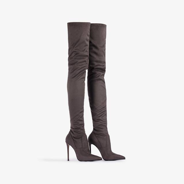 Le Silla Stivale sopra al ginocchio camoscio vegan stretch grigio urban Sostegno trimestrale