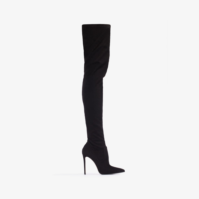 Le Silla Stivale sopra al ginocchio camoscio vegan stretch nero