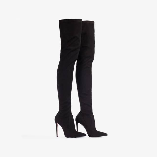 Le Silla Stivale sopra al ginocchio camoscio vegan stretch nero Fino al 55% di sconto