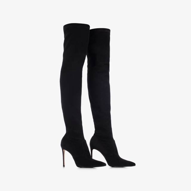 Le Silla Stivale sopra il ginocchio camoscio stretch nero Discount Store per i nuovi prodotti