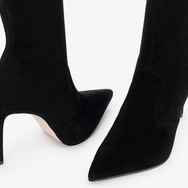 Le Silla Stivale sopra il ginocchio camoscio stretch nero Discount Store per i nuovi prodotti