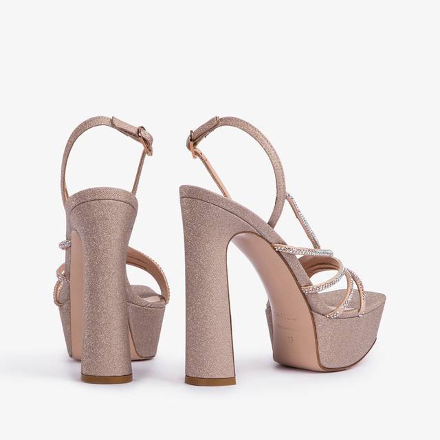Le Silla Sandalo con plateau tessuto glitterato nude skin Qualità Garantita