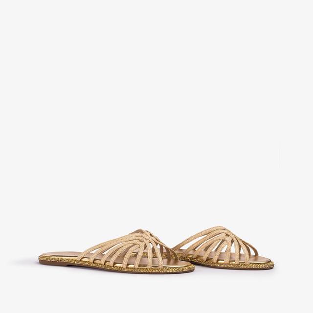 Le Silla Sandalo rafia beige naturale con Cristalli oro Promozione Limitata