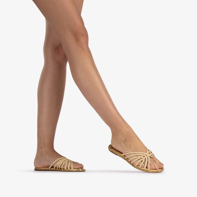 Le Silla Sandalo rafia beige naturale con Cristalli oro Promozione Limitata