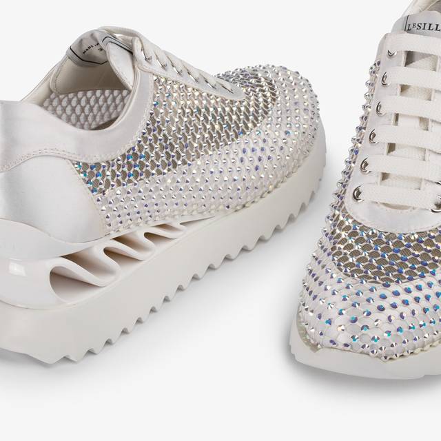 Le Silla Sneaker rete bianca carta e Cristalli Sconto