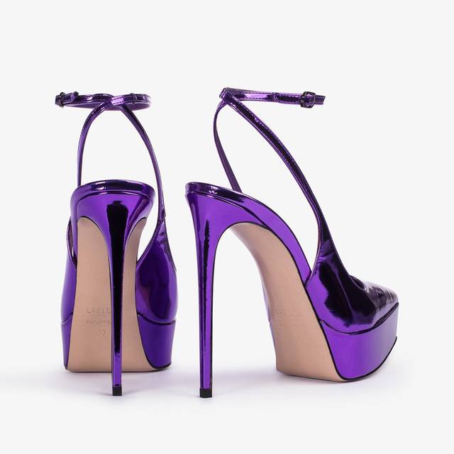 Le Silla Slingback con plateau metallizzata viola kamala Offerte