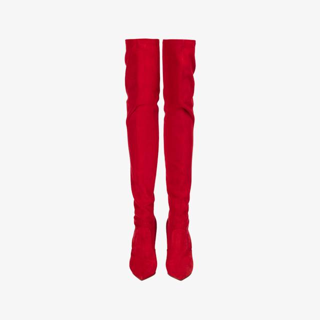 Le Silla Stivale sopra il ginocchio camoscio stretch rosso Negozio