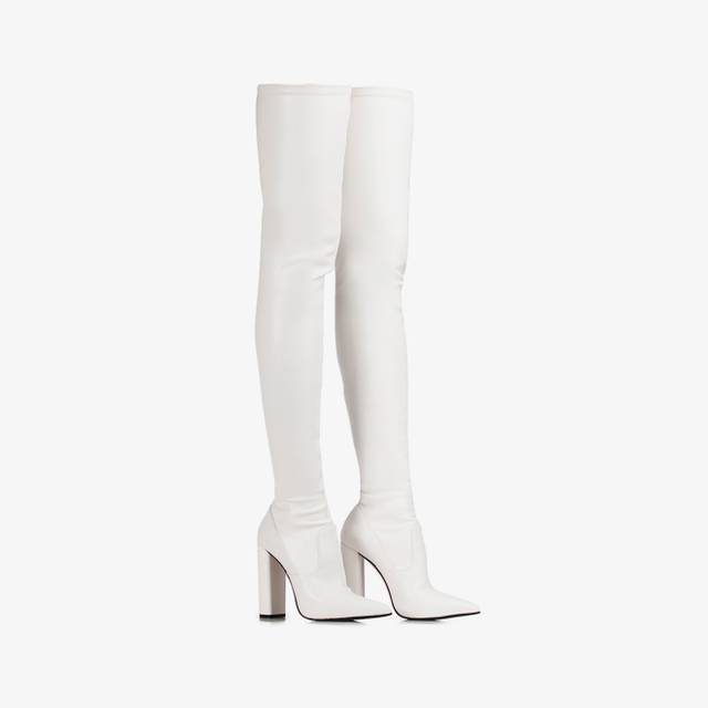 Le Silla Stivale sopra il ginocchio pelle vegan stretch bianco In Saldo