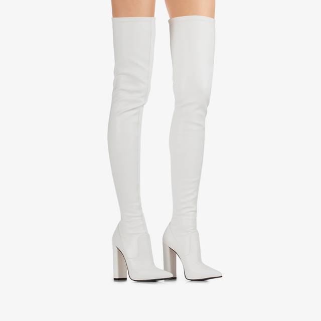 Le Silla Stivale sopra il ginocchio pelle vegan stretch bianco In Saldo