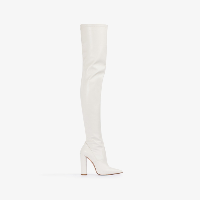 Le Silla Stivale sopra al ginocchio pelle vegan stretch bianco milk Nuova
