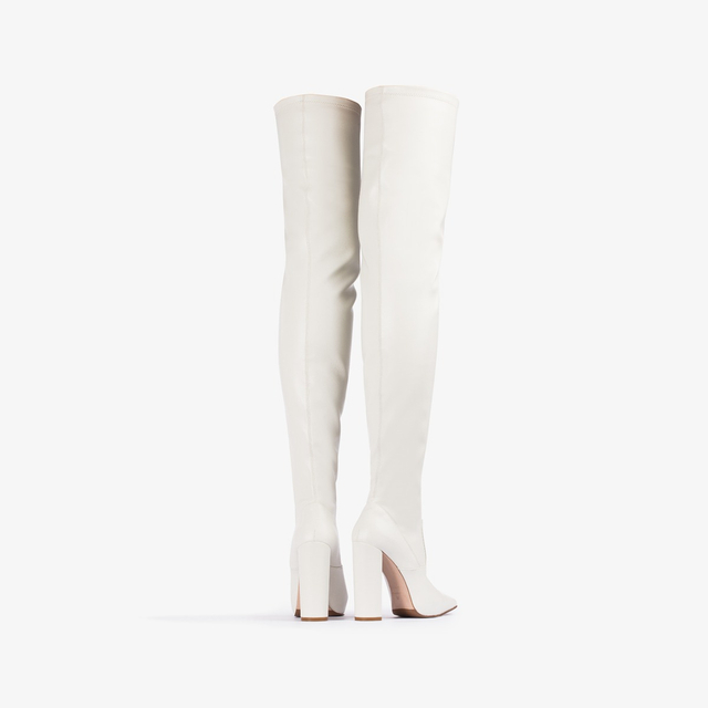 Le Silla Stivale sopra al ginocchio pelle vegan stretch bianco milk Nuova