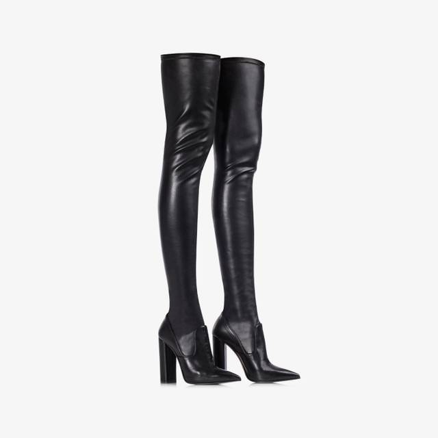 Le Silla Stivale sopra il ginocchio pelle vegan stretch nero Moda