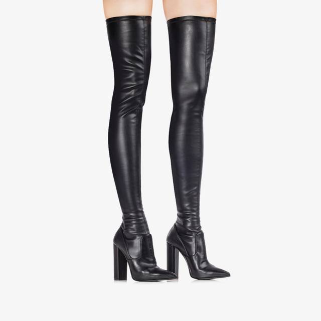 Le Silla Stivale sopra il ginocchio pelle vegan stretch nero Moda