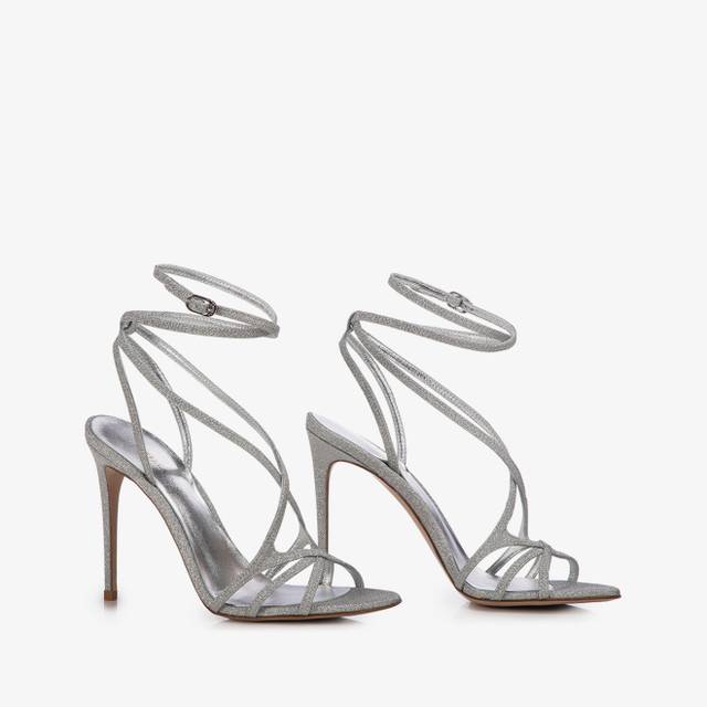 Le Silla Sandalo tessuto glitter argento Flash Sale