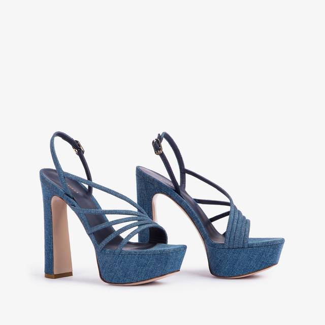 Le Silla Sandalo con plateau denim blu Black Friday